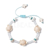 Adjustable Synthetical Turquoise & Magnesite Beaded Braided Bead for Women BJEW-JB11546-2