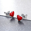 Anti-Tarnish Rhodium Plated 925 Sterling Silver Enamel Stud Earrings EJEW-FF0008-006P-3