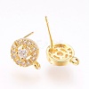 Brass Micro Pave Cubic Zirconia Stud Earring Findings KK-F753-10G-RS-2