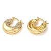Donut Brass Hoop Earrings with Clear Cubic Zirconia EJEW-Q791-01G-2