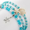 Ocean Theme Synthetic Turquoise & Natural Howlite Anklets Set AJEW-AN00505-4