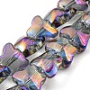 Half Rainbow Plated Electroplate Transparent Glass Beads Strands EGLA-G037-11A-HR01-1