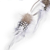 Owl Woven Web/Net with Feather Hanging Ornaments HJEW-G025-05-3