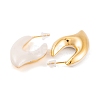 Nuggets Brass Enamel Half Hoop Stud Earrings for Women EJEW-G391-20B-G-3