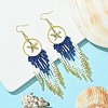 Ring with Starfish Tassel Glass Seed with Brass Boho Dangle Earrings EJEW-MZ00145-2