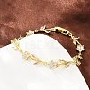 Brass Pave Cubic Zirconia Flower Link Chain Bracelets for Women KK-CBA68DA-14G-11-3
