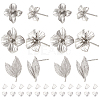 BENECREAT 12Pcs 3 Style Brass Stud Earring Findings KK-BC0010-21-1