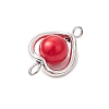 Heart Acrylic Pearl with Alloy Connector Charms PALLOY-JF03400-5