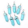Dyed Synthetic Turquoise Pointed Pendants G-F295-03A-3