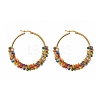 Glass Seed Beaded Hoop Earrings for Girl Women EJEW-JE04614-4