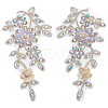 2Pcs 2 Styles Flower Polyester & Glass & Plastic Pearl Embroidery Sew on Ornament Accessories PATC-FG0003-42-1