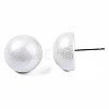 Painted Half Round Schima Wood Earrings for Girl Women EJEW-T017-02H-3