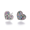 Brass Cubic Zirconia Stud Earrings X-EJEW-E239-09P-2