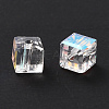 Transparent Square Faceted Glass Beads GLAA-C013-02-3