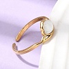 304 Stainless Steel & Natural Shell Cuff Rings for Women RJEW-G372-01G-08-2
