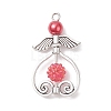 Glass Pearl Bead Angel Pendants PALLOY-JF02054-2