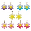 Sunflower with Smiling Acrylic Dangle Stud Earrings EJEW-JE05608-1