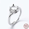 Anti-Tarnish Rhodium Plated 925 Sterling Silver Finger Ring Components STER-G027-15P-4