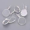 Silver Color Plated Brass Leverback Earring Findings X-KK-C1244-16mm-S-RS-1