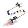 Natural Rose Quartz Pointed Hexagonal Cone Dowsing Pendulums G-Q184-03G-AS-2