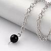 Natural Obsidian Sphere Dowsing Pendulums BJEW-E292-A04-3