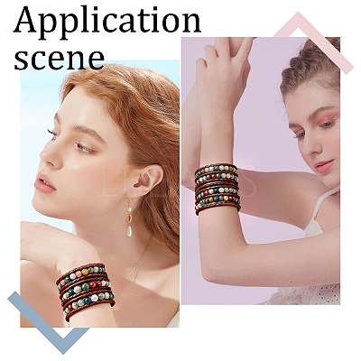 Natural Indian Agate Round Beaded Bracelets BJEW-WH20001-14A-1