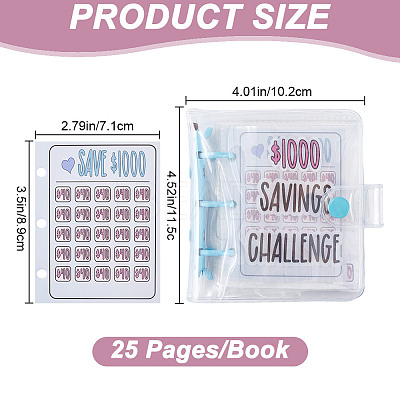 3-Ring 4 Inch PVC Mini Binder Savings Challenge DIY-WH0430-204C-1