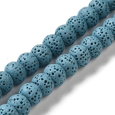 Natural Lava Rock Dyed Beads Strands G-Z036-B01-02-1