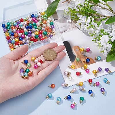 120Pcs 12 Colors ABS Plastic Imitation Pearl Charms KY-UN0001-07-1