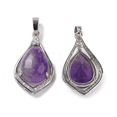 Natural Amethyst Pendants G-H283-04P-23-1