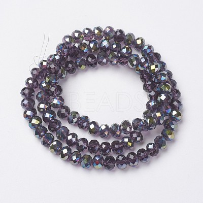 Electroplate Transparent Glass Beads Strands EGLA-A034-T8mm-S07-1