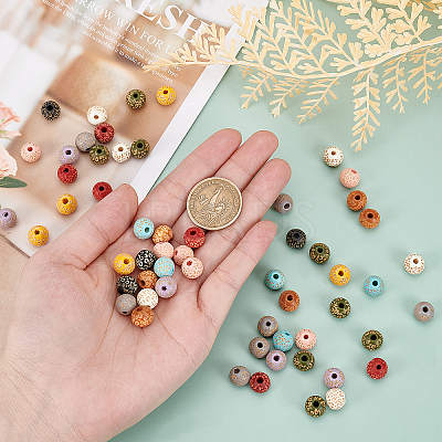 100Pcs 10 Colors Painted Natural Wood Beads WOOD-OC0002-08-1