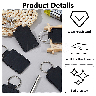 16Pcs Rectangle PU Leather Keychains KEYC-DC0001-45A-1