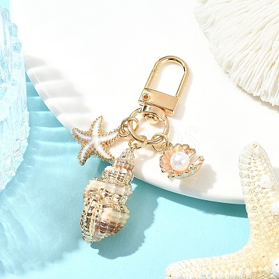 Electroplate Spiral Shell Pendant Decorations HJEW-YW00240-02-1