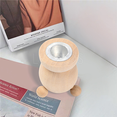 2Pcs Natural Wooden Candle Holder DJEW-GF0001-19-1