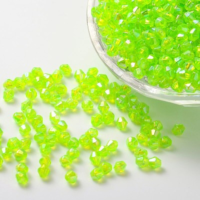 Bicone AB Color Plated Eco-Friendly Transparent Acrylic Beads LS-TACR-A003-6mm-35-1