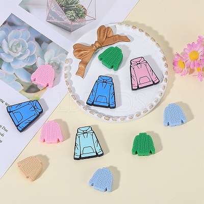 14Pcs 7 Style Hoodie & Sweater Shape Silicone Focal Beads SIL-SZ0001-27-1