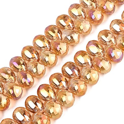 Electroplate Baking Paint Transparent Glass Beads Strands GL-N005-02A-C12-1