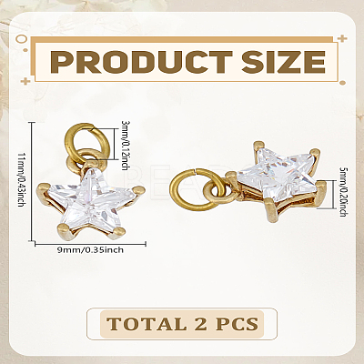 2Pcs Brass Pendants ZIRC-LP0001-50-1
