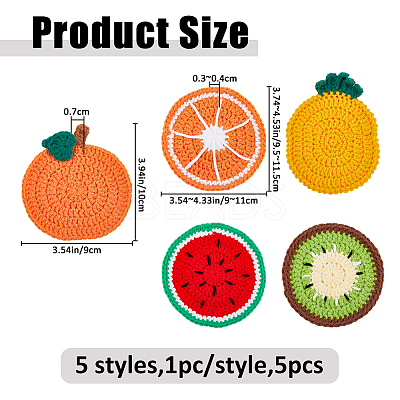 5Pcs Fruit Polyester Cup Mats AJEW-FH0007-38-1