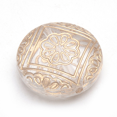 Golden Plated Acrylic Beads X-PACR-S219-07-1