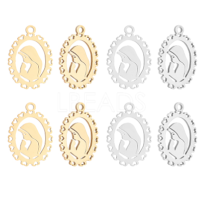 12Pcs 2 Colors Ion Plating(IP) 201 Stainless Steel Pendants STAS-UN0029-76-1