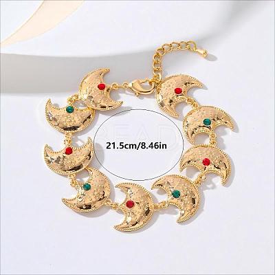 Vintage Bohemian Brass Rhinestone Moon Star Link Bracelets for Women Party Wedding Gift YI1841-2-1