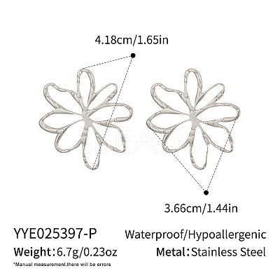 304 Stainless Steel Hollow Flower Stud Earrings CB8096-2-1