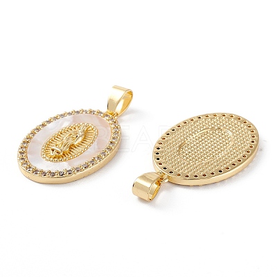 Brass Micro Pave Clear Cubic Zirconia Pendants X-ZIRC-M116-23G-1