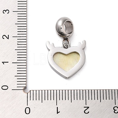 304 Stainless Steel Pave White Shell European Dangle Charms STAS-G308-32P-01-1