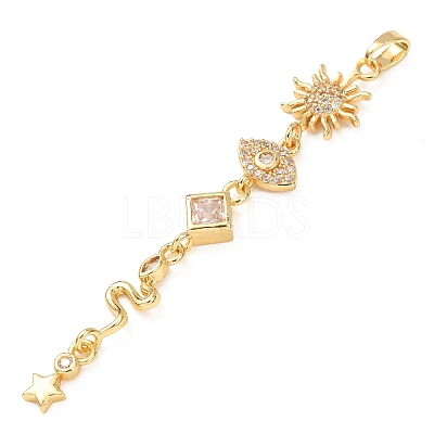 Tassel Brass Micro Pave Clear Cubic Zirconia Big Pendants LS-KK-L271-01G-11-1