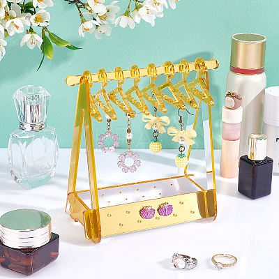 1 Set Coat Hanger Shaped Acrylic Earring Display Stands EDIS-PH0001-90B-1
