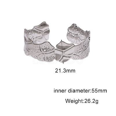 Textured 304 Stainless Steel Cuff Bangles for Women FS-WG3DC78-02-1