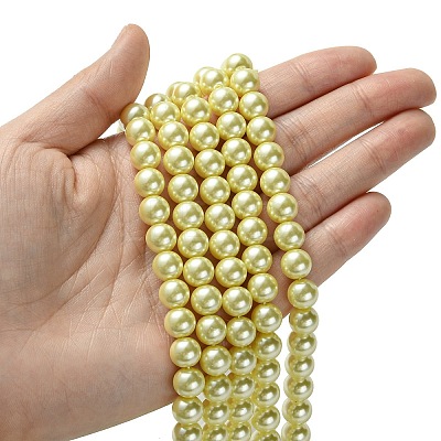 Eco-Friendly  Dyed Glass Pearl Round Beads Strands HY-A002-8mm-RB012-1